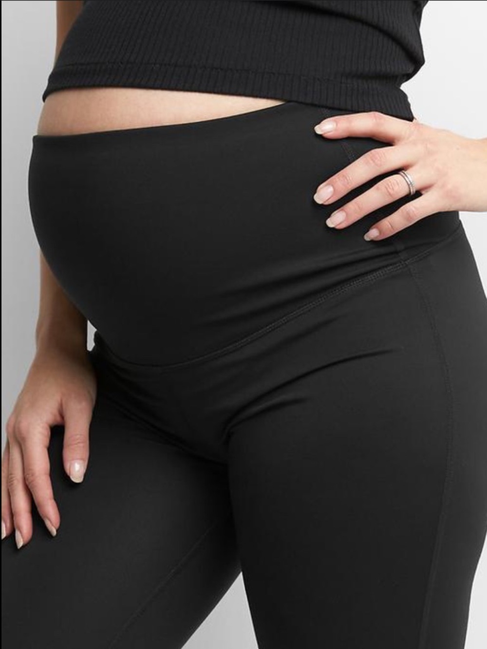 Gap Maternity Black Full Panel Leggings GapFit Blackout Cropped Women’s Size XS